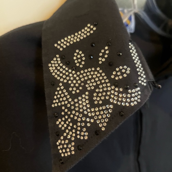 Royal Highness Black Zip Western Show Shirt, Design Crystal Collar Size XL - Picture 6 of 10